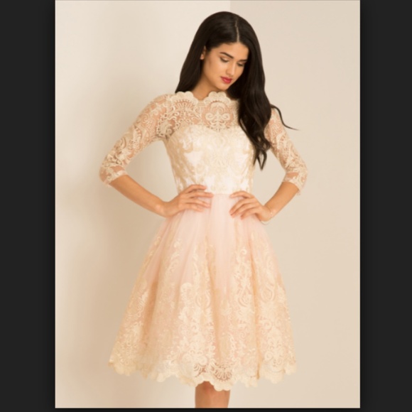 chi chi london fit & flare lace dress